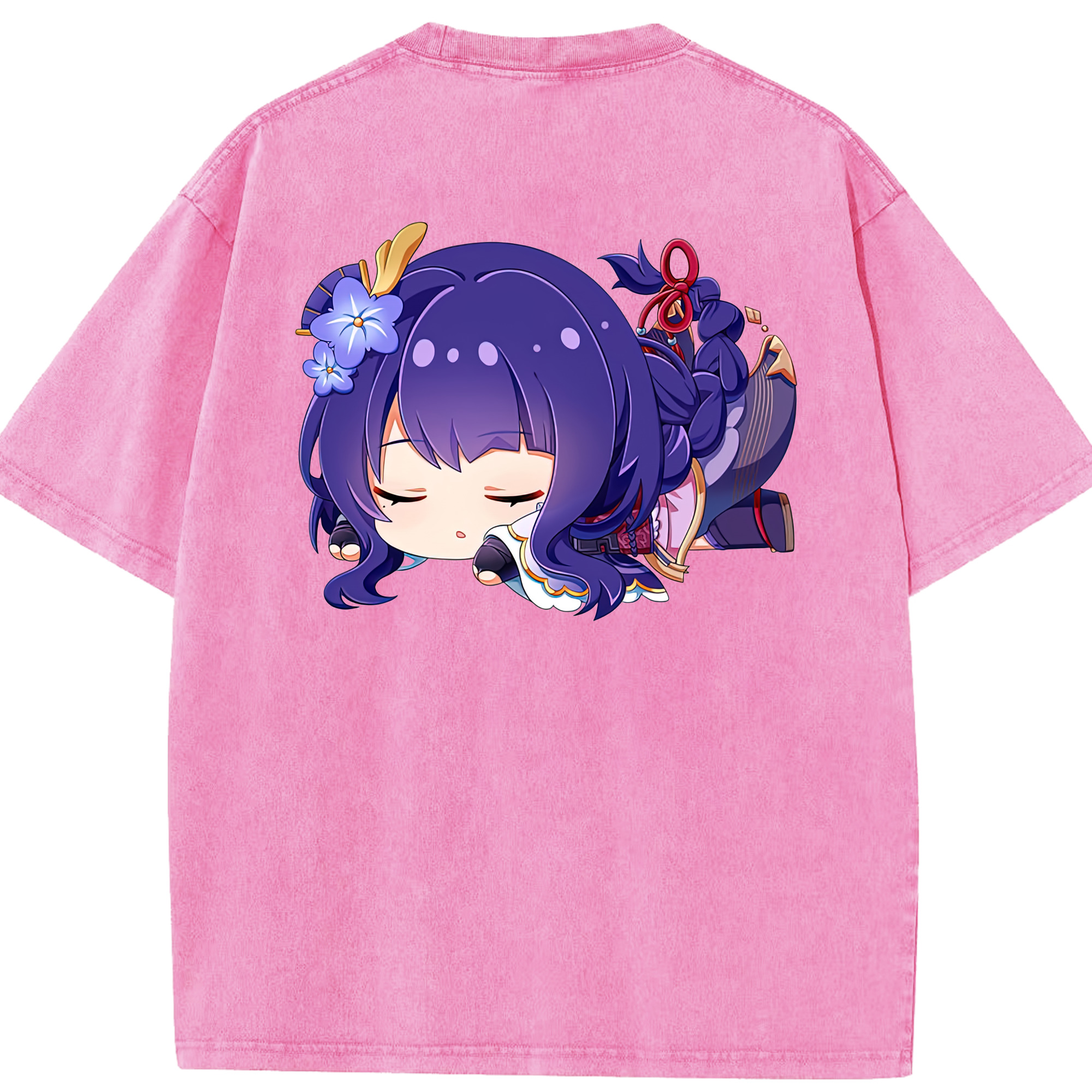 げんし神 雷電将軍 らいでんしょうぐん genshin Raiden Shogun 綿100% ヴィンテージ風 半袖Tシャツ（背面プリント）